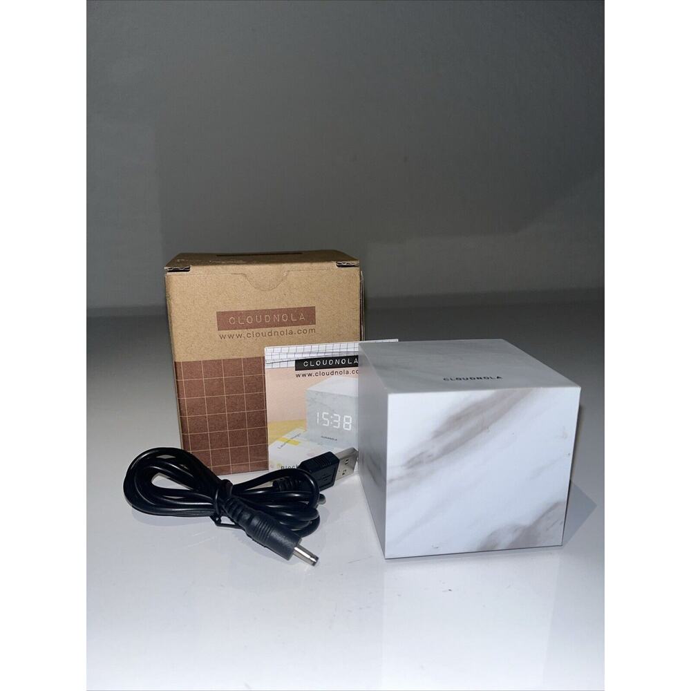 Cloudnola Block Clock 3-in-1 LED Alarm Clock Temperature White NIB